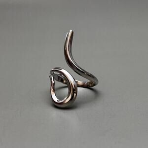 Y2K Silver Adjustable Ring Unisex Vintage 2000s Jewelry Minimal Style